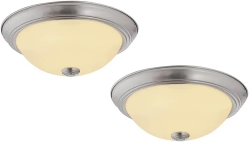 Miniatura 6 de Design House Paquete de 2 lámparas de techo empotradas, accesorio tradicional de 2 luces, níquel satinado con vidrio de alabastro, regulable