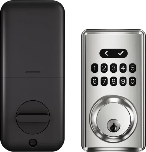 Cerradura de puerta de entrada sin llave con teclado, cerradura de código de cerrojo inteligente para puerta delantera con 2 llaves, códigos de