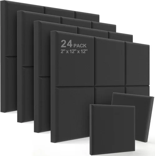 Miniatura 26 de JBER - Paquete de 12 paneles acústicos de espuma para pared de estudio, acolchonados, insonorizados, ignífugos, de 1 x 12 x 12 pulgadas Negro No