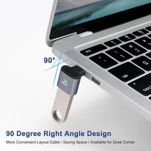 Miniatura 6 de Adaptador USB C a USB 3.1 OTG de 90 grados (paquete de 2), adaptador USBC tipo C macho a USB hembra, transferencia de datos 10G para smartphone