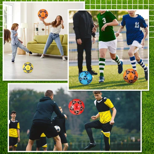 Miniatura 6 de Deekin 6 pelotas de fútbol a granel con inflador, tamaño oficial, para interiores y exteriores, regalo de fútbol para niños, adolescentes y adultos
