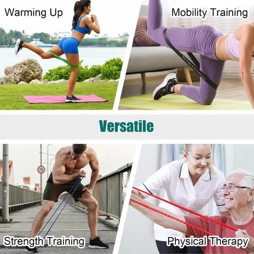 Miniatura 5 de Bandas de resistencia de látex mini bucle para entrenar piernas, versión de 2.4 in de ancho Elastic Stretch Bands For Exercise Loop Bands, Rubber