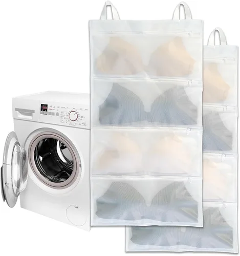 Bolsas de lavandería para brasieres para lavadora, 2 piezas, Con capacidad para 8 copas de tamaño D-F, Limpia, Seca, Almacena y es a prueba de polvo