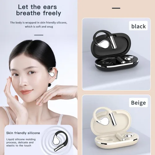 Miniatura 5 de Auriculares inalámbricos con ganchos para las orejas, auriculares deportivos Bluetooth 5.4 de oreja abierta, auriculares impermeables sobre la oreja