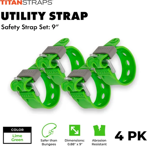 Miniatura 2 de Titan Utility Straps - Correas de tensión fáciles de usar y fiables para asegurar bicicletas y motocicletas, esquís, mangueras de jardín, Verde lima