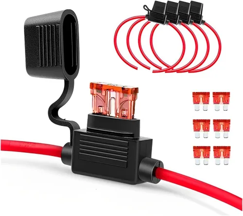 Miniatura 7 de 5 portafusibles en línea, cable de cobre calibre 10/12/14 AWG, fusible de hoja ATC/ATO impermeable, accesorios automotrices universales