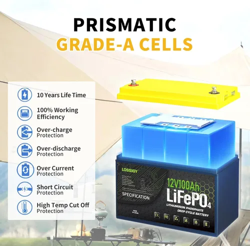 Miniatura 2 de LOSSIGY Batería de litio de 12 V LiFePO4, de 12 voltios y 100 Ah para motor de arrastre, perfecta para sistema solar, RV, marino, 1280 Wh con BMS