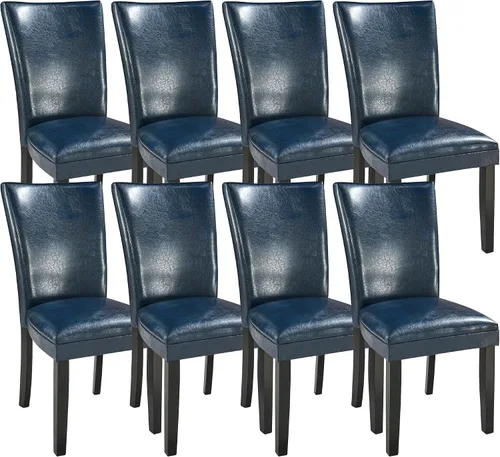 Miniatura 16 de LEEMTORIG Juego de 2 sillas de comedor de piel sintética modernas de mediados de siglo, sillas Parsons tapizadas de lujo con patas de madera maciza