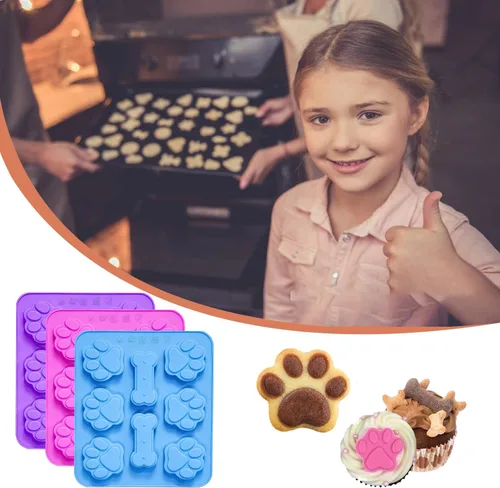 Miniatura 5 de 2 moldes de silicona para cachorros, molde para patas y huesos de perro, molde para cubitos de hielo, gelatina, galletas, chocolate, molde