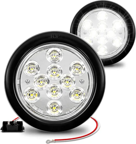 Miniatura 8 de Luces de LED traseras, de freno, redondas, color rojo, de 4 pulgadas para camiones, casas rodantes, Jeep. – Certificado DOT, anillo de hule