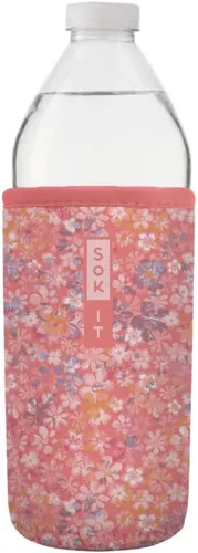 Miniatura 44 de Sok It BotlSok Funda para botella de agua con cubierta de neopreno aislante (Floral abstracto, se ajusta a CamelBak o Nalgene de 12 onzas)