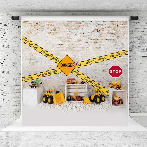 Kate Telón de fondo de construcción para fiesta de cumpleaños, fondo fotográfico, camión volquete para niños, accesorios de sesión de fotos, 8 x 8