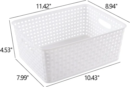 Miniatura 2 de Gloreen Cesta de plástico blanco, cestas de almacenamiento de tejido de 8 cuartos de galón, 4 paquetes