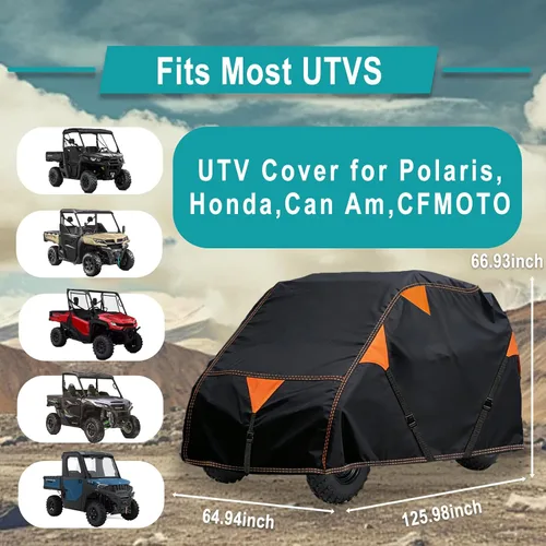 Miniatura 7 de QYMOTO 900D Cubierta UTV Transportable de 2 Plazas, Cubierta de Almacenamiento al Aire Libre Resistente al Viento para Ranger, RZR, Defender