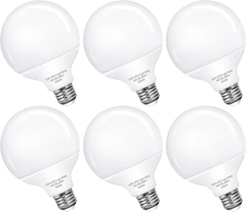 Bombillas LED G25, bombilla de tocador para baño, equivalente a 60 W, base E26 blanca de luz diurna de 5000 K, bombilla decorativa redonda para