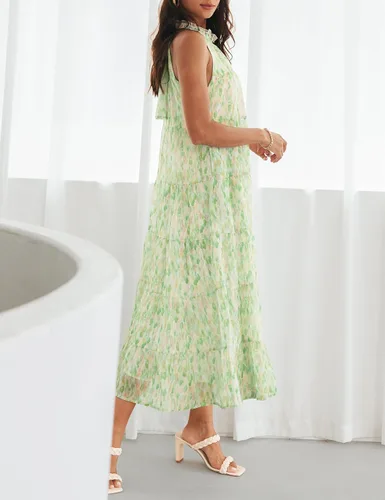 Miniatura 5 de HAEOF Women's 2023 Summer Maxi Dress Casual Floral Tiered Flowy Long Sundress Halter Sleeveless Boho Beach Dresses