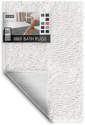 Miniatura 62 de Hearth & Harbor Alfombras de baño, tapete de baño de chenilla - Alfombras de baño lavables a máquina para baño con respaldo antideslizante de goma