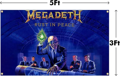 Miniatura 2 de Megadeth Rust in Peace Póster Bandera Divertida Tapiz Musical Estético Decorativo Duradero Tapiz de Pared para Cueva de Hombre Adecuado para Póster