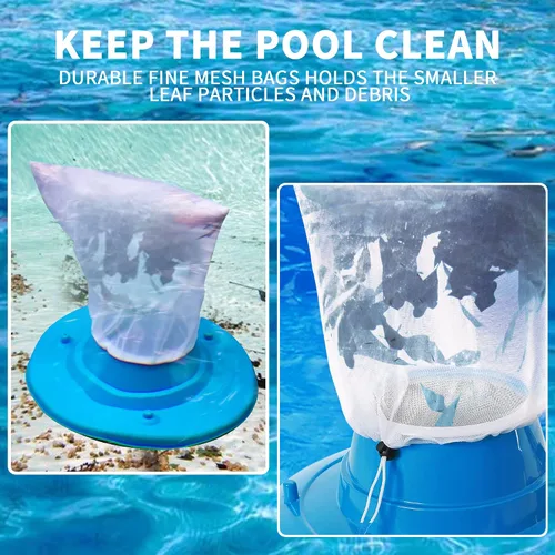 Miniatura 6 de Paquete de 6 bolsas de filtro de malla fina de 24 x 16 pulgadas para aspiradores de hojas, bolsa de repuesto de red para aspiradora de piscina