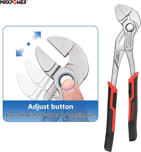 Miniatura 3 de MAXPOWER Llave de alicates de 10 pulgadas, botón de ajuste rápido, apertura máxima de mandíbula de 1.260 in