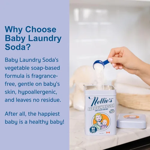 Miniatura 4 de Nellie's Soda de lavandería para bebés – Detergente para ropa en polvo a granel para piel sensible de bebés – Sin fragancia, suave y eficaz – 500