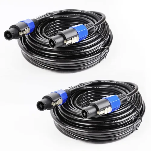 Miniatura 14 de HBU Paquete de 1 cable Speakon a Speakon de 3 pies (4 conductores, 12 AWG), 1 cable macho NL4FC de 3 pies de altavoz, Pro PA DJ Studio, escenario