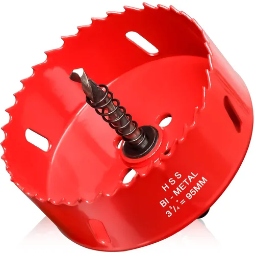 Miniatura 21 de Sierra de agujero de 4 1/8” (105mm) para madera y plástico, broca de corte de núcleo de sierra de agujero HSS bimetálica para paneles de yeso, Rojo
