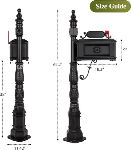 Miniatura 3 de Buzón de correo decorativo Polar Aurora Barcelona Post Stratford, resistente, de aluminio fundido (negro)