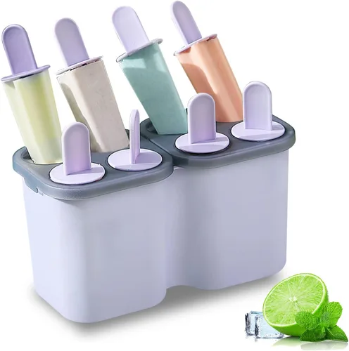 HOMQUEN Moldes para paletas de hielo, 8 piezas, molde reutilizable para helado de fácil liberación para niños, moldes de paletas caseras de muchas