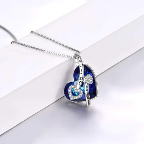 Miniatura 4 de POPLYKE - Collar de plata de ley con diseño de corazón con joyas de cristal para mujeres