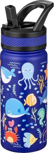 Miniatura 25 de Fanhaw Botella de Agua Aislada para Niños de 18 Oz con Tapa de Pajita – Acero Inoxidable de Doble Pared al Vacío, A Prueba de Fugas, Botellas