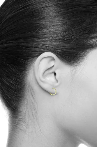 Miniatura 3 de Pendientes de aro de oro amarillo real de 14 quilates, 0.118in de grosor, 3 tamaños diferentes disponibles