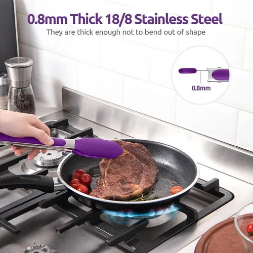Miniatura 5 de Pinzas de cocina resistentes al calor de 600ºF: pinza de cocina de silicona U-Taste de 9 pulgadas con puntas de goma antiadherentes selladas firmes
