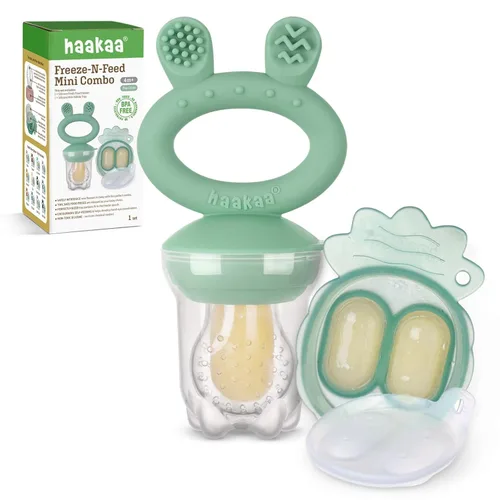Miniatura 18 de Haakaa Comedero de alimentos para frutas y mini congelador, moldes para paletas de leche materna para alivio de enfriamiento del bebé, alimentador