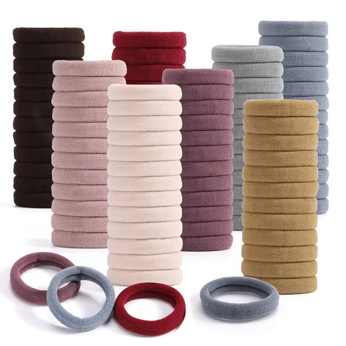 Miniatura 8 de 100 PCS Accesorios Elásticos para el Cabello - Bandas de Cabello de Algodón Sin Costuras, Sujetadores Suaves de Cola de Caballo para Cabello