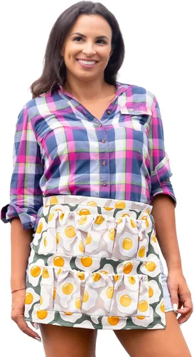 Delantal de huevo, delantal de recolección de huevos para huevos frescos, regalo para mujeres y niños (8 bolsillos, huevo frito)