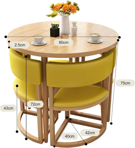 Miniatura 2 de Mesa de cocina y sillas para 4, juego de mesa redonda de comedor para 4, negociación de conferencias pequeñas, 1 mesa y 4 sillas, mesas de café