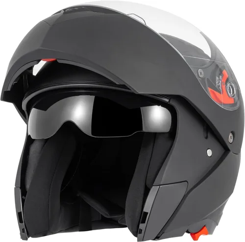 DOT Approved Modular Flip-Up Dual Visor Motorcycle Full Face Helmet for Adults Men & Women with 2 Removable Visors (1 Clear + 1 Tinted),Suitable for