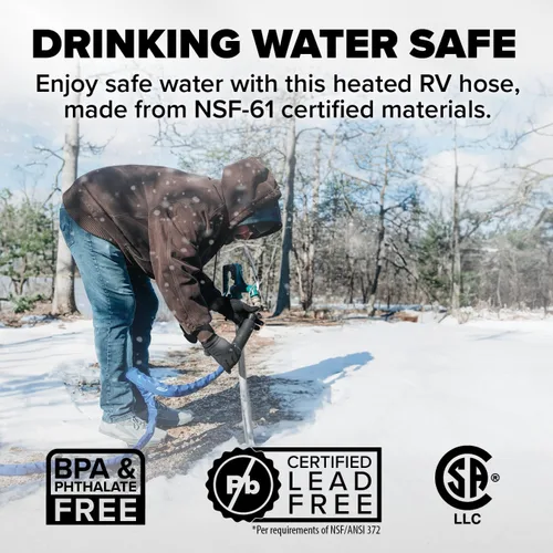 Miniatura 4 de Camco Manguera de agua calentada de 50 pies para RV — Previene la congelación hasta -20° — Certificada para agua potable y sin plomo — Ideal