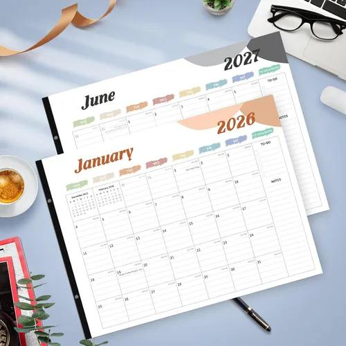 Miniatura 5 de Calendario de escritorio 2026, calendario de escritorio grande de 22 x 17 pulgadas, calendario de escritorio de 18 meses, de enero de 2026 a junio