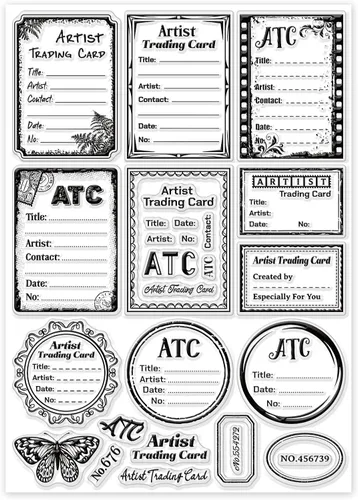 Miniatura 8 de GLOBLELAND Marco ATC - Sellos transparentes para manualidades, álbumes de recortes, 11.7 x 8.3 pulgadas, sellos de silicona para tarjetas, álbumes