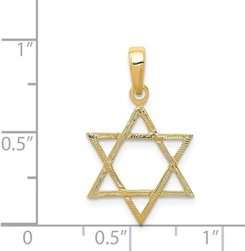 Miniatura 3 de Colgante estrella de David de oro amarillo de 14 k, AFJ-QG-D3801, Metal, Gema