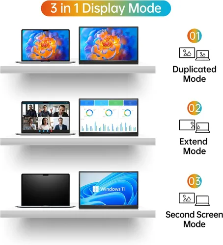 Miniatura 6 de MNN Monitor portátil de 14 pulgadas FHD 1920 * 1200P USB C HDMI Ultradelgado IPS para viajes con altavoces, HDR Plug&Play, monitor externo