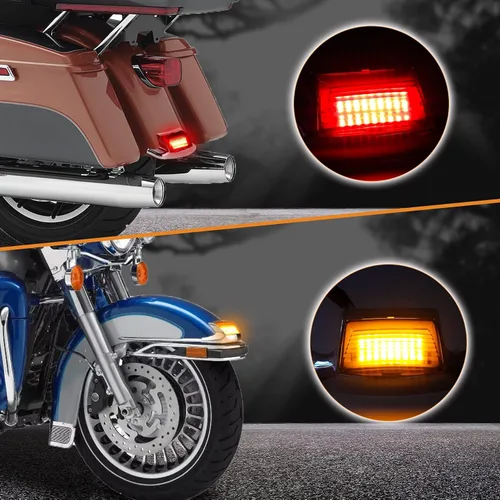 Miniatura 4 de NTHREEAUTO 2 luces LED para guardabarros delanteros y traseros, compatibles con Harley Road King Electra Glide Ultra Classic Heritage Softail