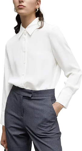 Miniatura 2 de Blusa clásica de gasa con botones para mujer, manga larga, cuello
