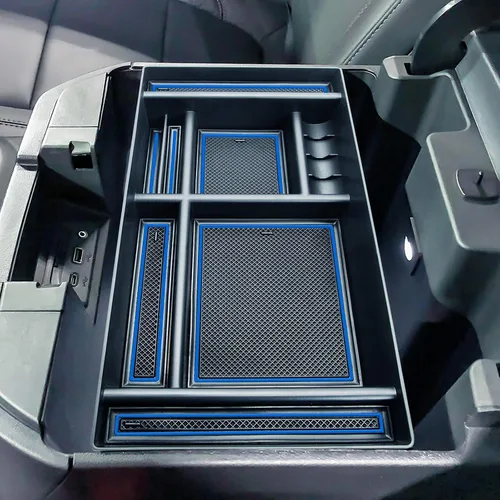 JKCOVER Bandeja organizadora de consola central compatible con Chevy Silverado 1500/GMC Sierra 1500 (2019-2025) y Silverado/Sierra 2500/3500 HD Azul