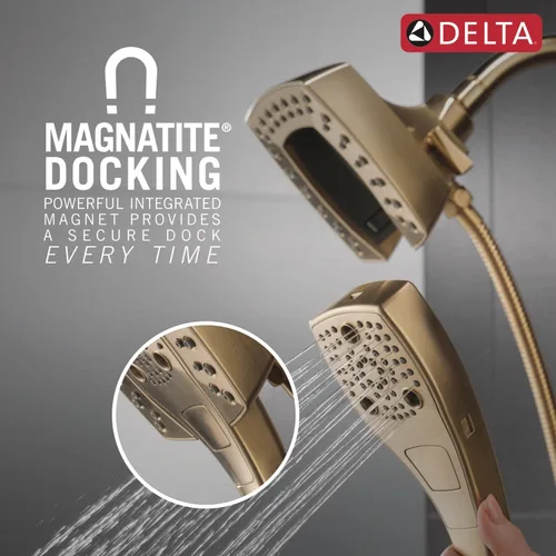 Miniatura 5 de Delta Faucet 5-Spray In2ition - Cabezal de ducha doble con rociador de mano, cabezal de ducha dorado con manguera, cabezales de ducha, acoplamiento