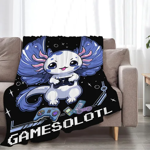 Miniatura 8 de Tijuboni Axolotl Manta de Juegos para Videojuegos, Regalos de Juegos para Niñas, Niños, Mujeres, Hombres, Niños y Adultos, Manta Suave de Franela
