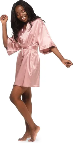 Miniatura 4 de Turquaz Bata de novia para damas de honor para mujer, batas tipo kimono de satén para mujer