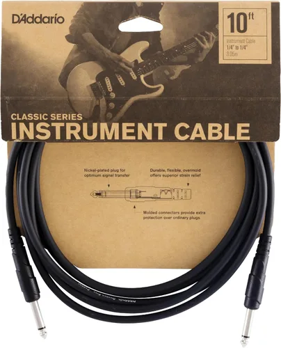 Miniatura 6 de D'Addario Cable para Guitarra - Cable de Guitarra - 1/4 Pulgada Macho a Macho - Serie Classic - 10 Pies/3.05 Metros - Extremo Recto/Ángulo Derecho
